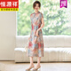 Hengyuanxiang 2025 new summer huge and beautiful dignified and elegant rich wife noble national style retro button loose dress Mother's Day blue 2XL
