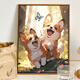 
Enbaole cute dog DIY digital oil painting hand-painted color oil color decompression hand-decorative hanging painting SJ12859 30*40cm stretched thick solid wood inner frame
