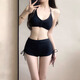 Fu Jian sun protection swimsuit women's three-piece bikini seaside resort style split boxer cover-up sexy pure desire hot spring swimsuit black and gray three-piece suit one size fits all 75-125 Jin Jin is equal to 0.5 kg