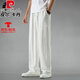 皮尔卡丹（pierre cardin）夏季中国风亚麻裤男宽松大码休闲裤复古风透气直筒中式棉麻长裤 黑色 L
