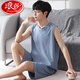 浪莎（LangSha）2025睡衣男士夏季薄款莫代尔背心无袖短裤冰丝凉感大码家居服套装 F-9214 2XL