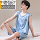 Modal 2025 pajamas men's vest sleeveless shorts two-piece suit summer thin ice silk cool quick-drying ball uniform large size [ice silk sleeveless suit] Q9901 2XL men [145-165Jin [Jin equals 0.5 kg]]