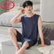 Langsha Pyjamas Herren Sommermodal Baumwollseide Ärmel und Shorts Herren Sommer Dünne Eissäure-Sommer-Kleidung 1048 Hellgrün L (170 Größen) empfohlen, Gewicht 120-140 Jin zu tragen [Jin gleich 0,5 kg]