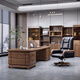 All solid wood desk boss desk office combination president desk simple general manager office furniture high-end executive desk 2.0 boss desk