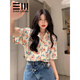 Mai Yaluo Blumenhemd für Frauen Retro Hong Kong Style Kurzärmel Chic Hong Kong Style Broken Sommer koreanische Stil Design Feel