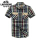 Classic Car High-End Pure Cotton Casual Kurzärmer Hemd für Männer 2025 Sommer dünne, atmungsfreie hautfreundliche neue lose karierte Hemd Military Green 5009 m