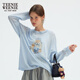 Teenie Weenie Bear Damenpullover 2025 Herbst neue Slack Lazy Style Baumwolle und Leinenmischung zweiteiler Set Hellblau M