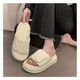Four seasons new thick-soled slippers for women wearing outside with versatile and high-quality and fashionable temperament Fairy-style summer slip Velcro 9923 [White] Velcro 36 -37 [One size smaller]