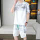 Antata Mall mismo estilo que Duck Star Rokerke 2025 Summer Nuevo set de manga corta adolescentes para hombres Shorts All-Match Sports casual Set 6187 Blue M