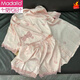 Modal cool lace ice silk pajamas short-sleeved shorts for summer pajamas for women can wear casual and comfortable two-piece set thin style 9207# L [Suggested 100-115Jin [Jin equals 0.5 kg]]