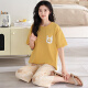 Langsha pijama para mujeres en verano algodón puro 2025 nuevos pantalones recortados de manga corta con almohadillas en el pecho para ropa al aire libre para trajes de mujer 9207 con almohadillas en el pecho M