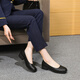 Woodpecker 2025 square-head leather work shoes for women, black, standing for a long time, soft sole, career interview, silent thick heels, Y688 black heel height 3.5 cm 38