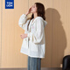 Tang Shi Frauen Textur Stoff Kapuze Kurzdünne Jacke Wp cremig s