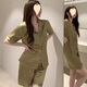 Zipjbxins Frühlings- und Herbst-Eis Silk Kurzarm-Shorts Pyjama Frauen Sommer Fühlen Sie sich lässige Heimbekleidungskleidung mit hoher Qualität-YFY-9901 m [Vorgeschlagen 80-100jin [Jin ist 0,5 kg]]