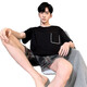 
Bangqi pajamas men summer short-sleeved shorts cotton teenagers junior high school student suit men's home clothes fat 4X HDE9928 L
