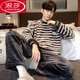 LangSha Coral Velvet Pajamas for men autumn and winter style plus velvet thickened warm set flannel men autumn home clothes K3889 L