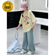 G.Duckids Girls Girls Summer Kurzärmeranzug 2025 Neue lässige Kindermodische Tops große Kinder Sommer mit breitem Bein zweiköpfiger Mädchenanzug [6623] 120 cm