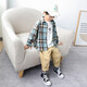 Duojia Boys' Plaid Long-Sleeved Shirt 2025 Spring and Autumn Model Korean Style Fashionable Children's Soft Waxy Top for Medium and Large Children
