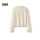 Semir knitted cardigan women's short fake two-piece round neck slimming 2025 winter embroidered woolen sweater 109725106001