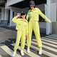 Ultraman parent-child clothing mother and daughter clothing spring and autumn style set long sleeve Korean style fashionable autumn clothing casual and fashionable zipper shirt two-piece set hot selling green 175 Mom L