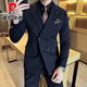 Pierre Cardin groom wedding suit men's peak lapel slim fit dress business professional formal double-breasted suit men Zhangqing three-piece suit 2XL (suitable for 141-154Jin Jin equals 0.5 kg)