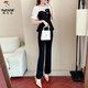 
Woodpecker 2025 new summer suit age-reducing chiffon splicing two-piece fashion celebrity temperament goddess style professional suit women fashion black top + pants two-piece set [short/sleeved] S S suggested 80-95Jin [Jin equals 0.5 kg]