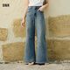Semir Senro Jeans Jeans für Frauen mit schlankem, fleischbedeckten Weitbeinhosen für den Sommer 2025 Neue lose Hosen modische Denim leichte gelbe Schlammfarbstoff 80331 L