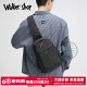 Walker Shop男士胸包单肩斜挎包新款轻便牛津布挎包休闲运动腰包骑行包潮背包 黑色