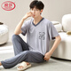 LangSha (LangSha) Modal Men's Pajamas Summer 2025 New Short Sleeve Ice Silk Large Size Loose Home Clothing Outdoor Set 6623 L