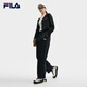 FILA official women's braided jacket 2025 autumn new fashion casual and comfortable V-neck sweater cardigan, black - BK 2XL 180/96A/XXL
