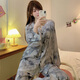 Shantou Lin Village Pajamas for women in spring and autumn long sleeves trousers Internet celebrity home clothes for women in autumn ice silk suits for outside 6630 M (80-100Jin [Jin equals 0.5 kg])