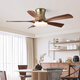 Pupan fan lights, medieval style living room ceiling fan lights, dining room lights, fan integrated retro ceiling fan with fan chandelier, full spectrum Ra9721 inch ceiling fan style walnut + electroplating