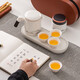 Travel tea set high-end and convenient one pot four cups mutton fat jade Kung Fu tea set complete gift box gift box ink eagle beak one pot four cups blue oval plate towel holder