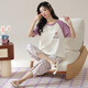 
Arctic velvet pajamas for women in summer pure cotton V-neck short-sleeved cropped pants loose and casual can be worn outside spring home clothing suit T-9854 (short suit) M (80-100Jin [Jin equals 0.5 kg])
