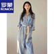 罗蒙（ROMON）简约通勤2025年夏季新款宽松显瘦撞色百搭系带卷边袖衬衫连体裤女 蓝色连体裤 S 80-95斤