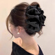 Two Worlds Black Bubble Bow Clip Women's Back Head Hair Clip High-end Large Shark Clip Suitable for Hair Volume Black Bubble Bow Main Picture Style
