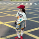 Apocalypse Century Girl Summer Street gebratenes Set 2025 Neues Mädchen Loose Cartoon Kurzarm T-Shirt Denim Medium Hosen Zweiteiler Set Trendy 8 weiße Weste [Single] 150 Größe für Höhe von etwa 1,45 Metern geeignet
