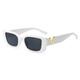 Nueva versión pequeña versión coreana Gafas de sol de protección solar para mujeres con personalidad Gafas de sol de hip-hop Gafas de sol de marco cuadrado en forma de V 1278 Beige Light Tea Sheet