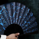 German quality titanium alloy kung fu fan ancient style high-end exquisite folding fan stone pattern martial arts kung fu iron fan steel bone anti-stone pattern nine-inch snake repair