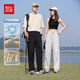 Red Bean Mountain Paratrooper Casual Hosen für Männer und Frauen 2025 Frühlings- und Sommer-Outdoor-Arbeitskleidung mit Weitbeinhosen Ehepaar mit geradlinigen langen Hose 671 Khaki [gleicher Stil für Männer und Frauen] xl