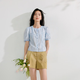 
Inman French Lotus Leaf Collar Cotton Embroidered Shirt Summer Women's Romantic Short-Sleeve Temperament Shirt Sky Blue M