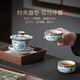 Buchuo tea set complete set of Kung Fu tea set for home use in living room tea set high-end blue and white porcelain Ru kiln covered bowl 9 pieces