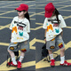 Apocalypse Century Girl Summer Street gebratenes Set 2025 Neues Mädchen Loose Cartoon Kurzarm T-Shirt Denim Medium Hosen Zweiteiler Set Trendy 8 weiße Weste [Single] 150 Größe für Höhe von etwa 1,45 Metern geeignet