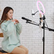 Suefer Mobile Phone Live Stand, Anchor Selfie Multi-Fonction Tripod Ad-Foranding Floor, Kuaishou Video Enregistrement multi-caméras Bluetooth Control Tripod Universal [Self-Time OnemaRer] Gimbal + Clip de téléphone mobile + Bluetooth Control