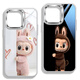 Shantou Lincun Labubu mobile phone case Thailand super hot toy dolls suitable for Apple iPhone 16 promax new large lens protection mobile phone case 15plus overseas doll i14 large iPhone 16 pro [gloss glass gold shield galaxy silver] Labubu-BL16778