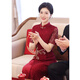 恒源祥喜婆婆婚宴装女夏2025新款婚礼妈妈礼服旗袍裙收腰显瘦开叉蕾丝裙 酒红色 4XL 【建议125-140斤