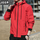 JEEP SPIRIT spring new men's hooded jacket loose thin solid color short jacket K12131 black M [recommended 100-110Jin [Jin equals 0.5 kg]]