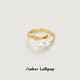 Amber Lollipop Pearl Ring Women's Bamboo Light Luxury Niche Open Index Finger Ring Anniversary Birthday Gift for Girlfriend and Wife