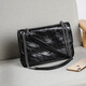 CALVIAKRIM2025 four-season new chain bag one-shoulder crossbody postman bag oil wax leather large capacity luggage genuine leather bag women black