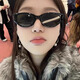 迦图鲮官方正品复古猫眼墨镜女感Jennie窄框眼镜新款潮防gm太阳镜 经典黑-美式辣妹欧美风